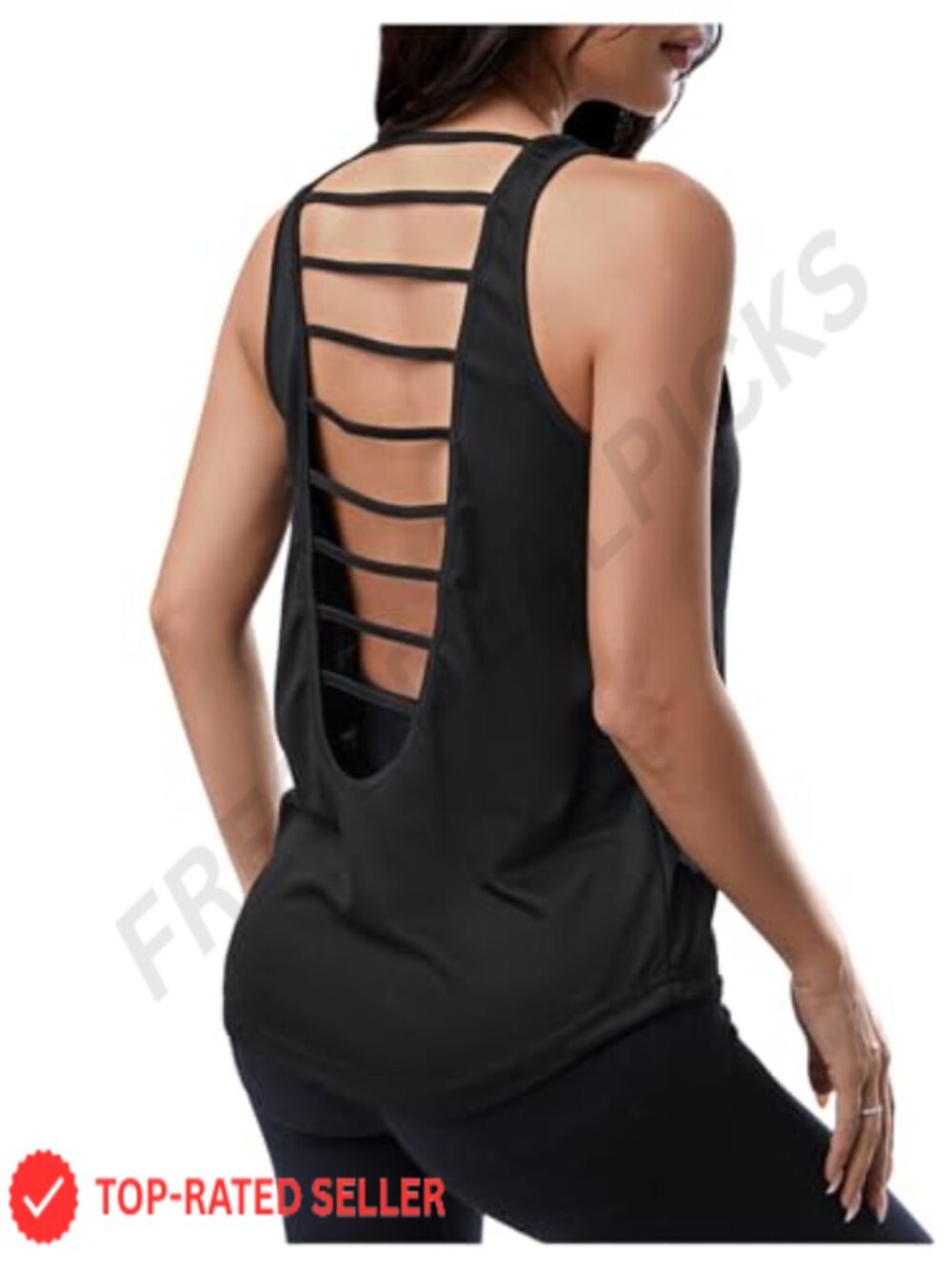 Women's Strappy Open Back Workout Tank Top Sleeveless Gym Shirt